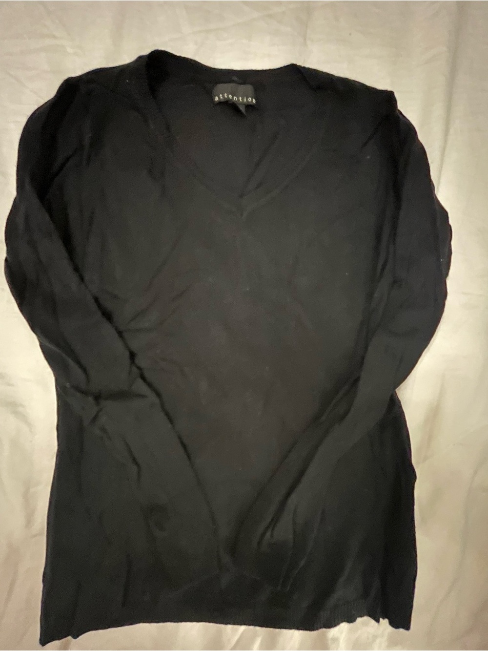 attention Black V-Neck Knit Sweater